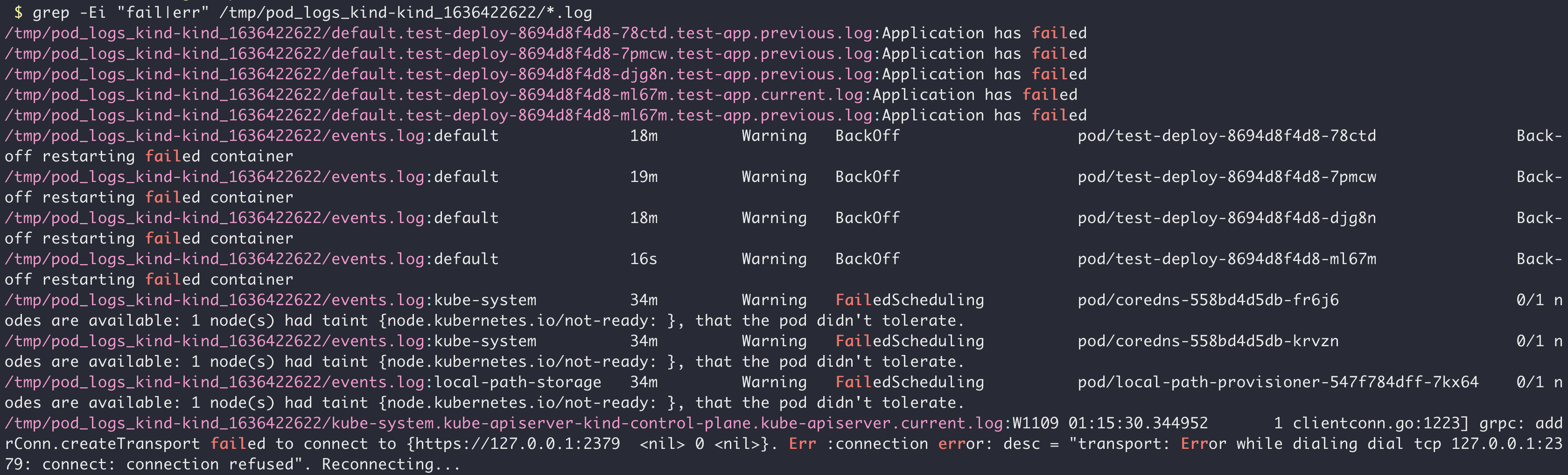 Kubernetes log output