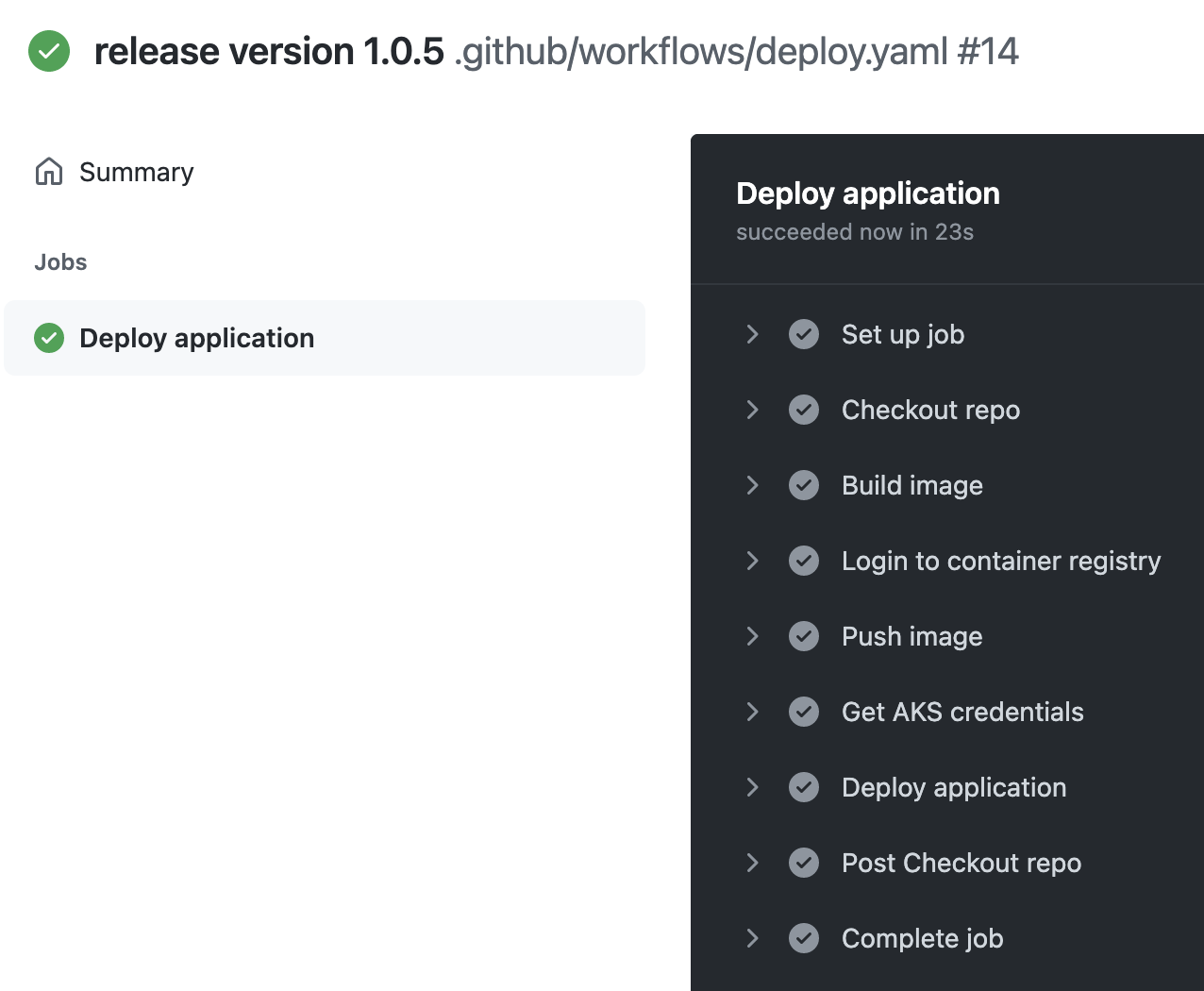 GitHub Actions result