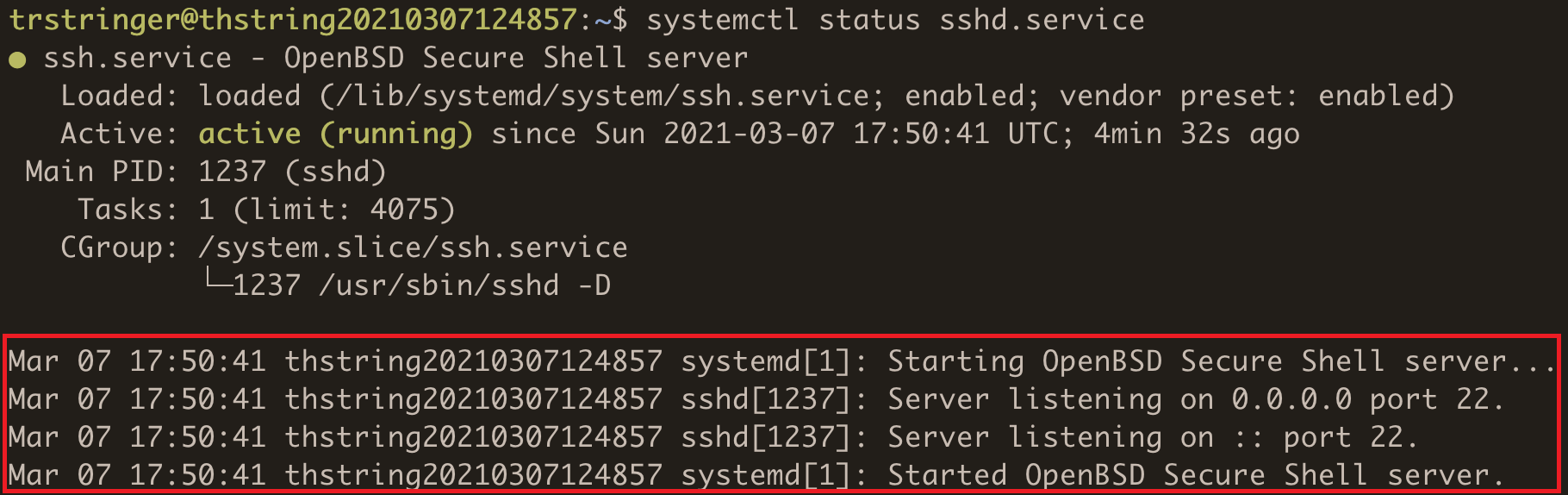 ssh.service status journal