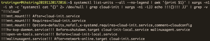 systemd search output for units